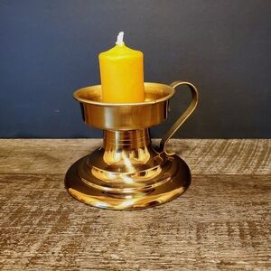 Vintage Brass Candle Holder with Handle Golden